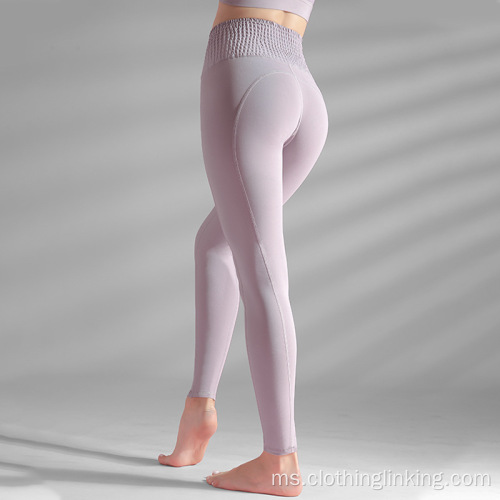 Legging yoga senaman pinggang tinggi elastik